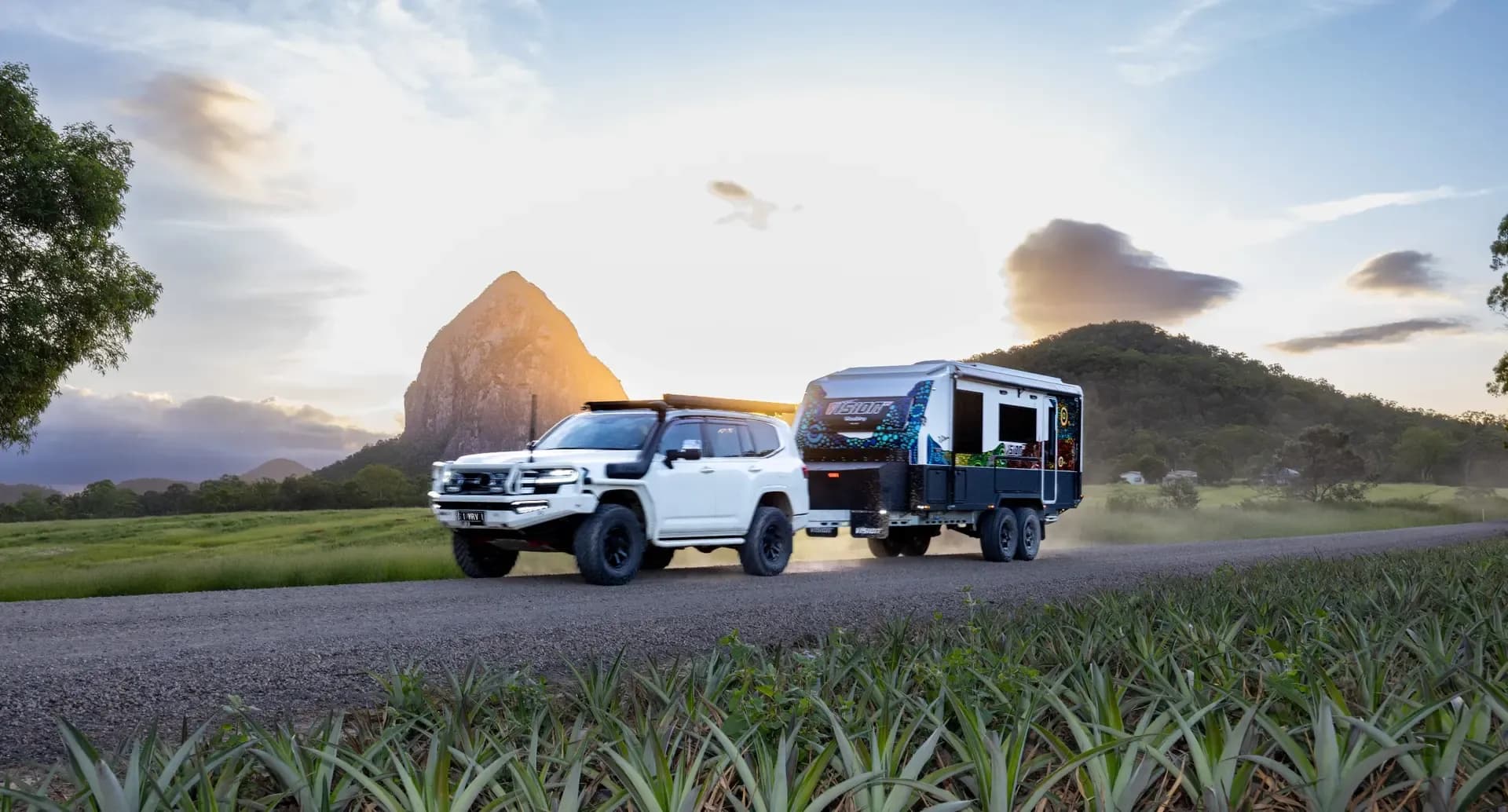 Vision RV caravan on an outback gravel road